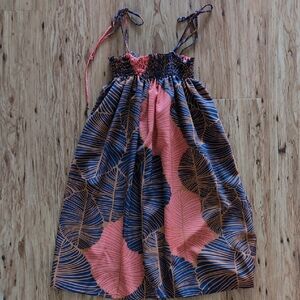 Manuhealii Zoey Mini Coral and Navy Leaf Dress XS/S